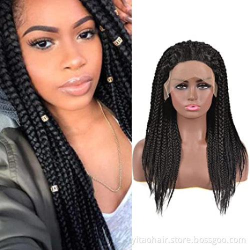 Factory Direct 180% Density Lace Front Braided Wig Synthetic Hair Wigs Box Braid Lace Wigs for women Black Hair